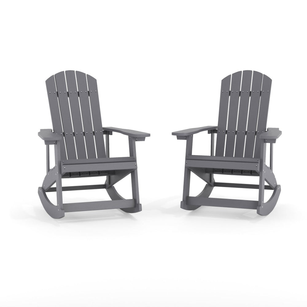 English Elm Savannah Commercial Grade Resin Adirondack Rocking Chair Set for Ultimate Year-Round Comfort Light Gray JJ-C14705-GY-2-GG