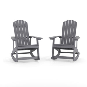 English Elm Savannah Commercial Grade Resin Adirondack Rocking Chair Set for Ultimate Year-Round Comfort Light Gray JJ-C14705-GY-2-GG
