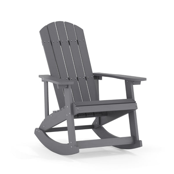 English Elm Savannah Commercial Grade All-Weather Poly Resin Adirondack Rocking Chair for Ultimate Relaxation Light Gray JJ-C14705-GY-GG