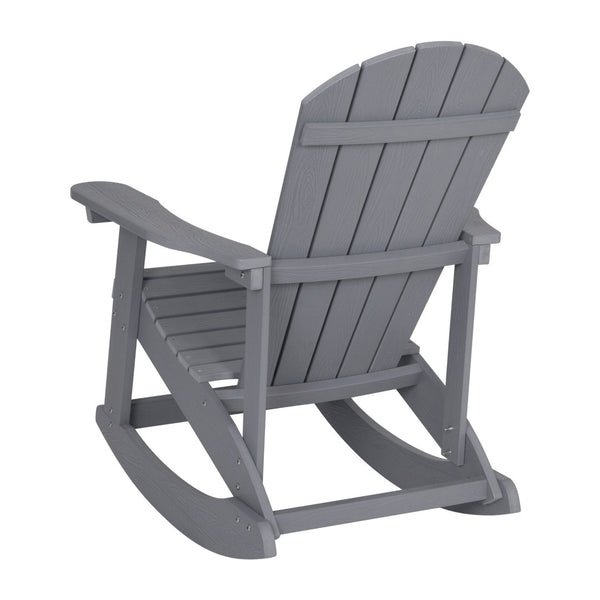 English Elm Savannah Commercial Grade All-Weather Poly Resin Adirondack Rocking Chair for Ultimate Relaxation Light Gray JJ-C14705-GY-GG