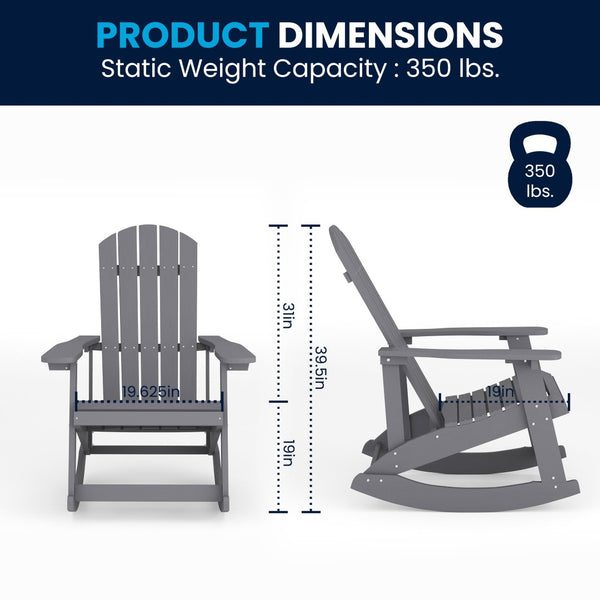 English Elm Savannah Commercial Grade Resin Adirondack Rocking Chair Set for Ultimate Year-Round Comfort Light Gray JJ-C14705-GY-2-GG