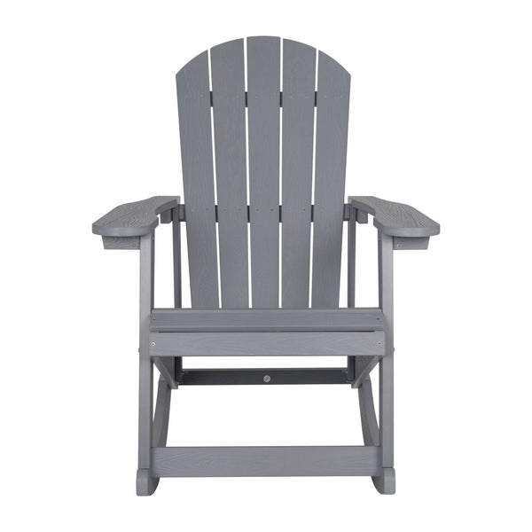 English Elm Savannah Commercial Grade All-Weather Poly Resin Adirondack Rocking Chair for Ultimate Relaxation Light Gray JJ-C14705-GY-GG