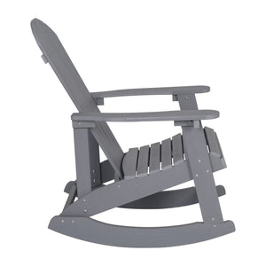 English Elm Savannah Commercial Grade All-Weather Poly Resin Adirondack Rocking Chair for Ultimate Relaxation Light Gray JJ-C14705-GY-GG