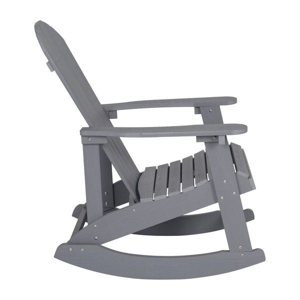 English Elm Savannah Commercial Grade All-Weather Poly Resin Adirondack Rocking Chair for Ultimate Relaxation Light Gray JJ-C14705-GY-GG