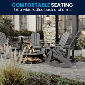 English Elm Savannah Commercial Grade All-Weather Poly Resin Adirondack Rocking Chair for Ultimate Relaxation Light Gray JJ-C14705-GY-GG