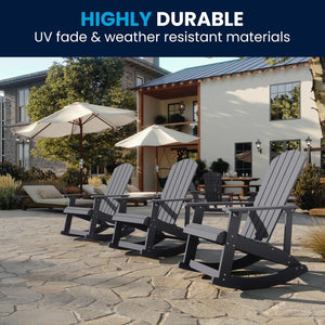 English Elm Savannah Commercial Grade All-Weather Poly Resin Adirondack Rocking Chair for Ultimate Relaxation Light Gray JJ-C14705-GY-GG