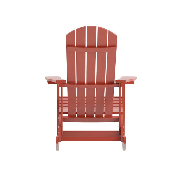 English Elm Savannah Commercial Grade Resin Adirondack Rocking Chair Set for Ultimate Year-Round Comfort Red JJ-C14705-RED-2-GG