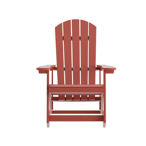 English Elm Savannah Commercial Grade Resin Adirondack Rocking Chair Set for Ultimate Year-Round Comfort Red JJ-C14705-RED-2-GG