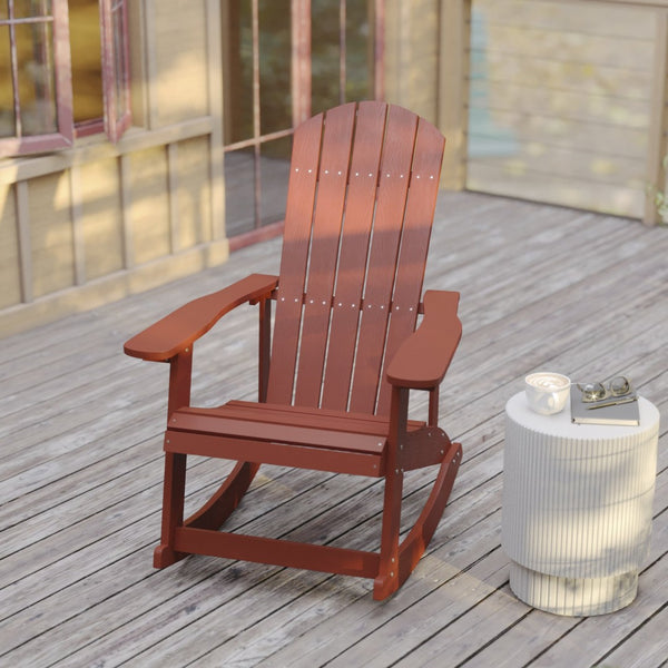 English Elm Savannah Commercial Grade Resin Adirondack Rocking Chair Set for Ultimate Year-Round Comfort Red JJ-C14705-RED-2-GG