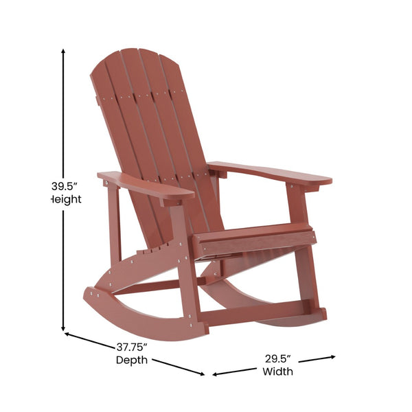 English Elm Savannah Commercial Grade All-Weather Poly Resin Adirondack Rocking Chair for Ultimate Relaxation Red JJ-C14705-RED-GG