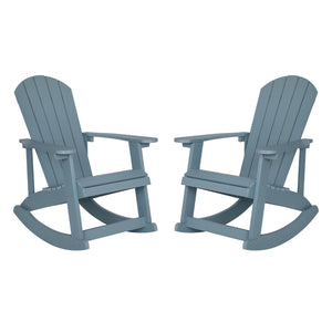 English Elm Savannah Commercial Grade Resin Adirondack Rocking Chair Set for Ultimate Year-Round Comfort Sea Foam JJ-C14705-SFM-2-GG