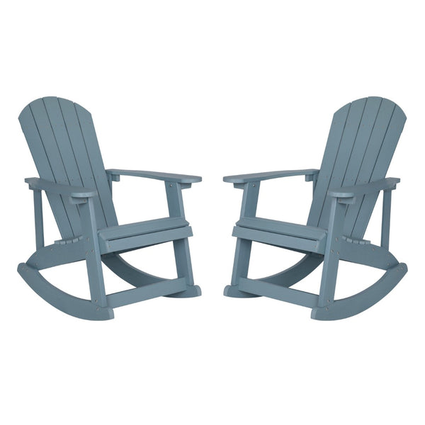 English Elm Savannah Commercial Grade Resin Adirondack Rocking Chair Set for Ultimate Year-Round Comfort Sea Foam JJ-C14705-SFM-2-GG