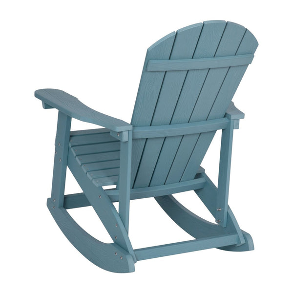 English Elm Savannah Commercial Grade Resin Adirondack Rocking Chair Set for Ultimate Year-Round Comfort Sea Foam JJ-C14705-SFM-2-GG