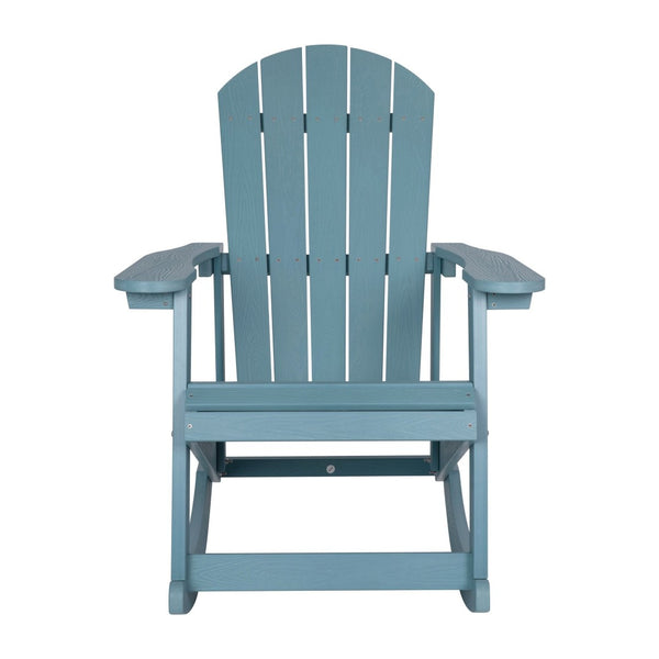 English Elm Savannah Commercial Grade Resin Adirondack Rocking Chair Set for Ultimate Year-Round Comfort Sea Foam JJ-C14705-SFM-2-GG