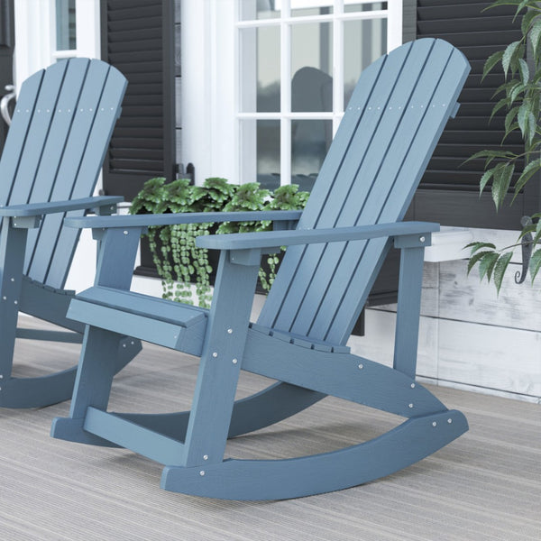 English Elm Savannah Commercial Grade All-Weather Poly Resin Adirondack Rocking Chair for Ultimate Relaxation Sea Foam JJ-C14705-SFM-GG