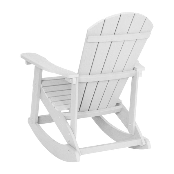 English Elm Savannah Commercial Grade Resin Adirondack Rocking Chair Set for Ultimate Year-Round Comfort White JJ-C14705-WH-2-GG