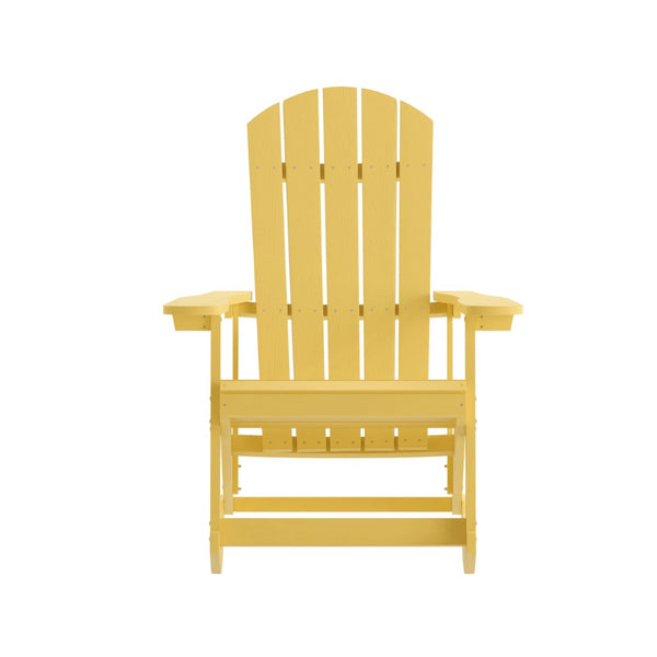 English Elm Savannah Commercial Grade Resin Adirondack Rocking Chair Set for Ultimate Year-Round Comfort Yellow JJ-C14705-YLW-2-GG