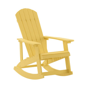 English Elm Savannah Commercial Grade All-Weather Poly Resin Adirondack Rocking Chair for Ultimate Relaxation Yellow JJ-C14705-YLW-GG