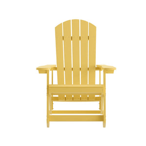 English Elm Savannah Commercial Grade All-Weather Poly Resin Adirondack Rocking Chair for Ultimate Relaxation Yellow JJ-C14705-YLW-GG