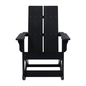 English Elm Finn Modern All-Weather Rocking Adirondack Chairs Set for Durable Comfort on Patios and Porches Black JJ-C14709-BK-2-GG