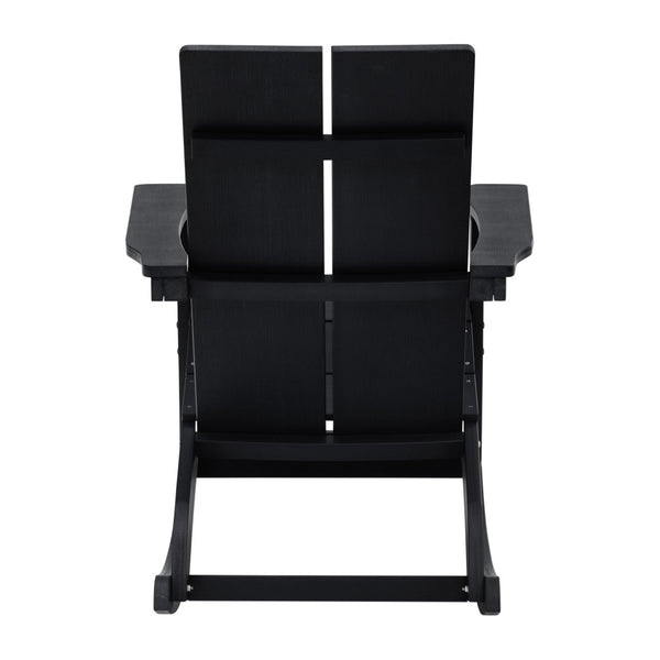 English Elm Finn Modern All-Weather Rocking Adirondack Chair with Ergonomic Design for Ultimate Relaxation Comfort Black JJ-C14709-BK-GG