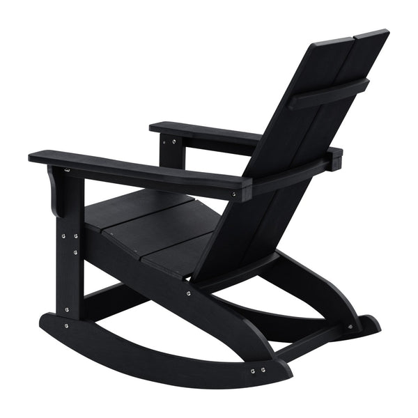 English Elm Finn Modern All-Weather Rocking Adirondack Chair with Ergonomic Design for Ultimate Relaxation Comfort Black JJ-C14709-BK-GG