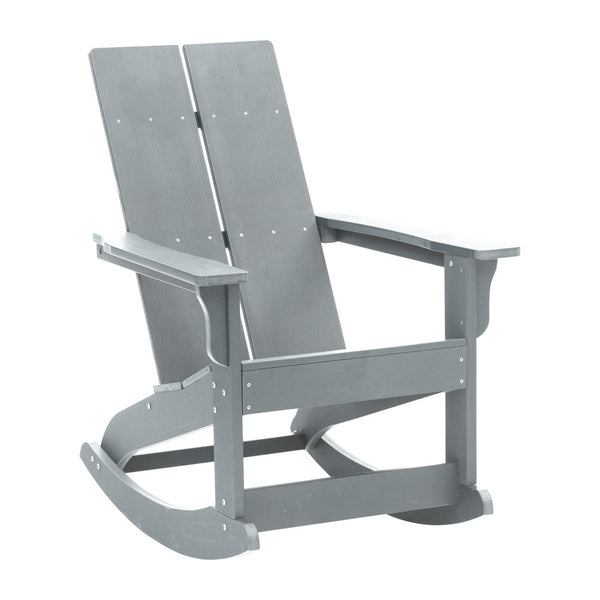 English Elm Finn Modern All-Weather Rocking Adirondack Chair with Ergonomic Design for Ultimate Relaxation Comfort Gray JJ-C14709-GY-GG