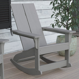 English Elm Finn Modern All-Weather Rocking Adirondack Chair with Ergonomic Design for Ultimate Relaxation Comfort Gray JJ-C14709-GY-GG