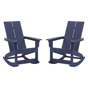 English Elm Finn Modern All-Weather Rocking Adirondack Chairs Set for Durable Comfort on Patios and Porches Navy JJ-C14709-NV-2-GG