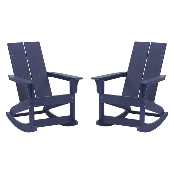 English Elm Finn Modern All-Weather Rocking Adirondack Chairs Set for Durable Comfort on Patios and Porches Navy JJ-C14709-NV-2-GG