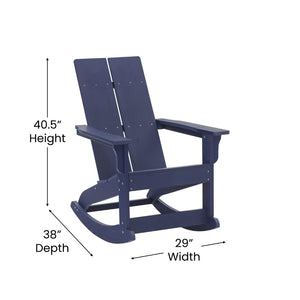 English Elm Finn Modern All-Weather Rocking Adirondack Chairs Set for Durable Comfort on Patios and Porches Navy JJ-C14709-NV-2-GG