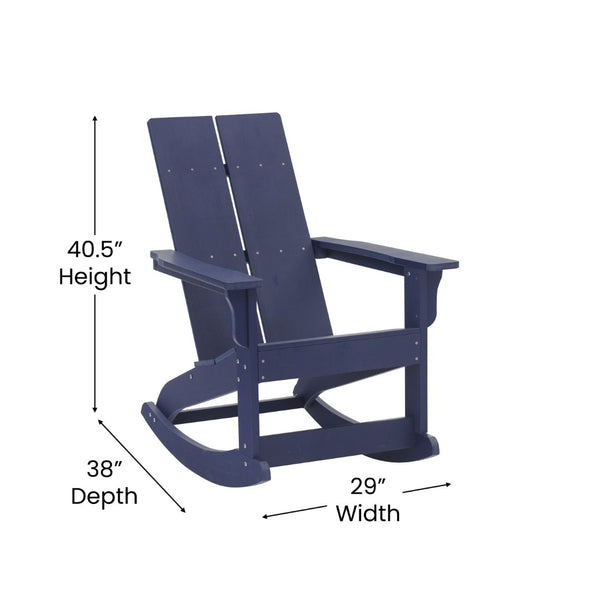 English Elm Finn Modern All-Weather Rocking Adirondack Chairs Set for Durable Comfort on Patios and Porches Navy JJ-C14709-NV-2-GG