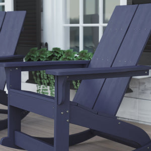 English Elm Finn Modern All-Weather Rocking Adirondack Chairs Set for Durable Comfort on Patios and Porches Navy JJ-C14709-NV-2-GG