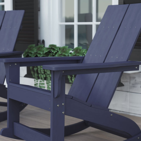 English Elm Finn Modern All-Weather Rocking Adirondack Chair with Ergonomic Design for Ultimate Relaxation Comfort Navy JJ-C14709-NV-GG