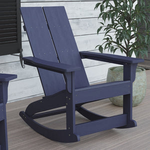 English Elm Finn Modern All-Weather Rocking Adirondack Chair with Ergonomic Design for Ultimate Relaxation Comfort Navy JJ-C14709-NV-GG