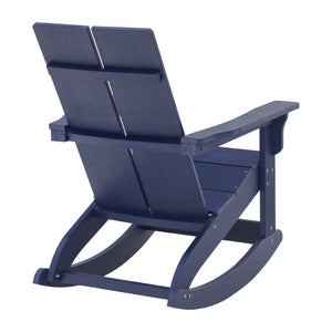 English Elm Finn Modern All-Weather Rocking Adirondack Chair with Ergonomic Design for Ultimate Relaxation Comfort Navy JJ-C14709-NV-GG
