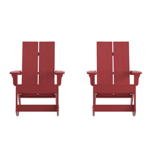 English Elm Finn Modern All-Weather Rocking Adirondack Chairs Set for Durable Comfort on Patios and Porches Red JJ-C14709-RED-2-GG