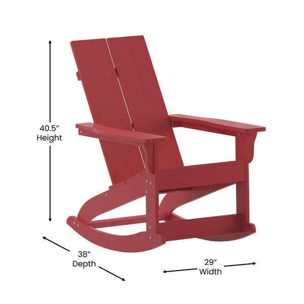 English Elm Finn Modern All-Weather Rocking Adirondack Chairs Set for Durable Comfort on Patios and Porches Red JJ-C14709-RED-2-GG