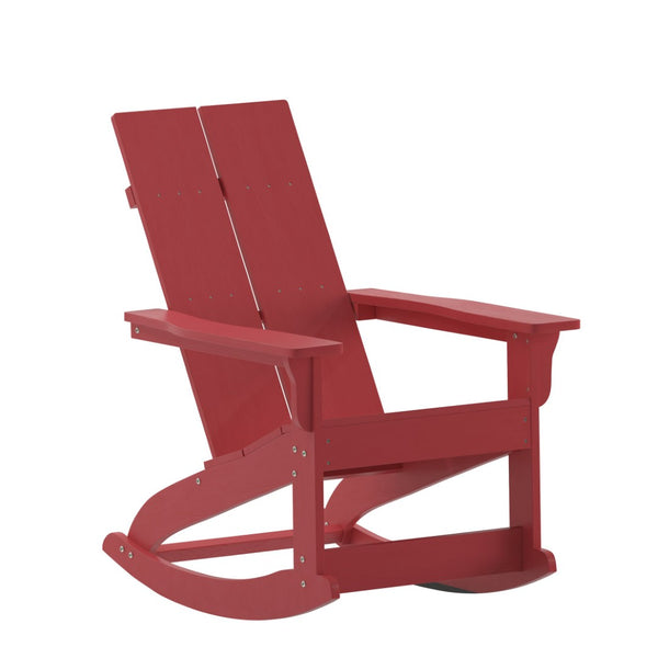 English Elm Finn Modern All-Weather Rocking Adirondack Chair with Ergonomic Design for Ultimate Relaxation Comfort Red JJ-C14709-RED-GG