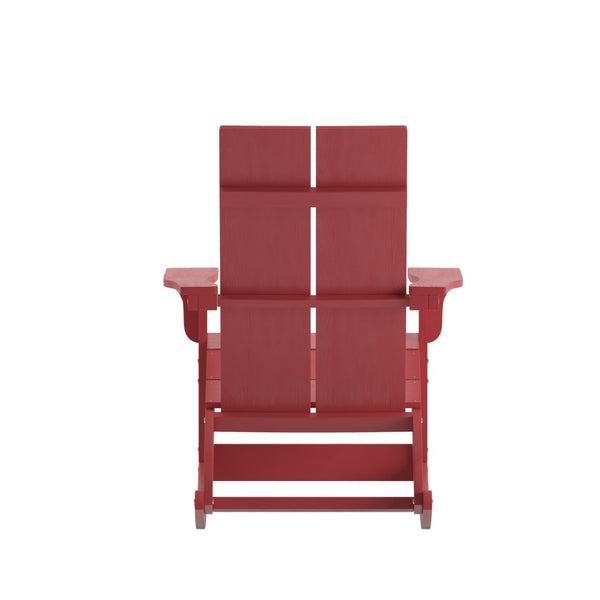 English Elm Finn Modern All-Weather Rocking Adirondack Chair with Ergonomic Design for Ultimate Relaxation Comfort Red JJ-C14709-RED-GG