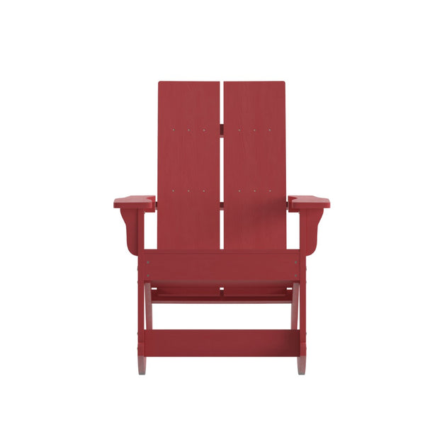 English Elm Finn Modern All-Weather Rocking Adirondack Chair with Ergonomic Design for Ultimate Relaxation Comfort Red JJ-C14709-RED-GG