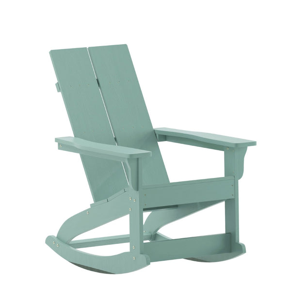 English Elm Finn Modern All-Weather Rocking Adirondack Chair with Ergonomic Design for Ultimate Relaxation Comfort Sea Foam JJ-C14709-SFM-GG