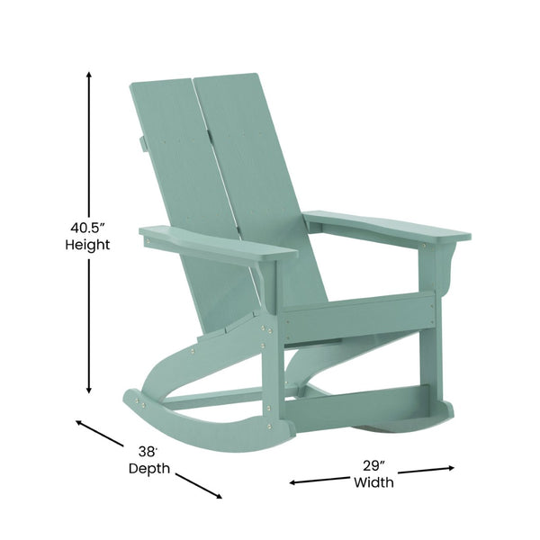 English Elm Finn Modern All-Weather Rocking Adirondack Chair with Ergonomic Design for Ultimate Relaxation Comfort Sea Foam JJ-C14709-SFM-GG