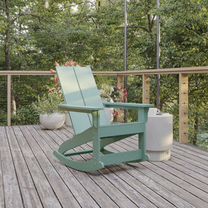 English Elm Finn Modern All-Weather Rocking Adirondack Chair with Ergonomic Design for Ultimate Relaxation Comfort Sea Foam JJ-C14709-SFM-GG
