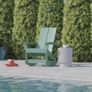 English Elm Finn Modern All-Weather Rocking Adirondack Chair with Ergonomic Design for Ultimate Relaxation Comfort Sea Foam JJ-C14709-SFM-GG