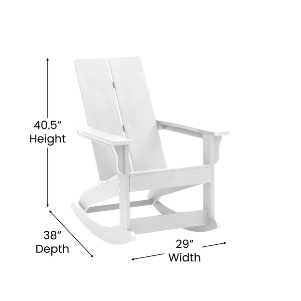 English Elm Finn Modern All-Weather Rocking Adirondack Chairs Set for Durable Comfort on Patios and Porches White JJ-C14709-WH-2-GG