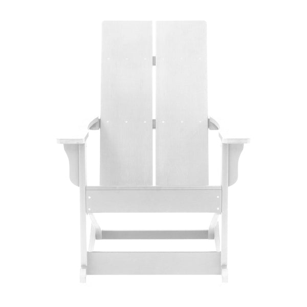 English Elm Finn Modern All-Weather Rocking Adirondack Chairs Set for Durable Comfort on Patios and Porches White JJ-C14709-WH-2-GG
