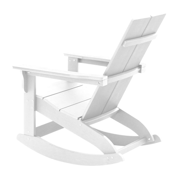 English Elm Finn Modern All-Weather Rocking Adirondack Chairs Set for Durable Comfort on Patios and Porches White JJ-C14709-WH-2-GG