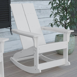 English Elm Finn Modern All-Weather Rocking Adirondack Chair with Ergonomic Design for Ultimate Relaxation Comfort White JJ-C14709-WH-GG