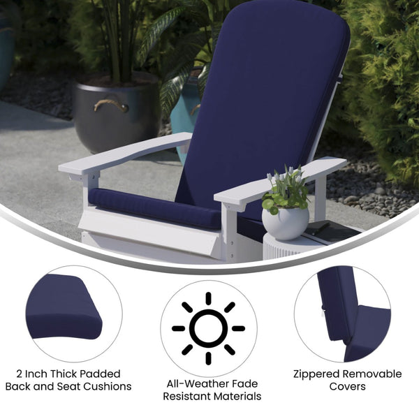 English Elm Charlestown Set of 2 All-Weather High Back Cushions for Adirondack Chairs - Stylish Comfort Upgrade Blue JJ-CSN14501-BL-2-GG